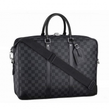 路易·威登Louis Vuitton LV男士PORTE时尚公文包 手提包 黑灰格 N41123 男包