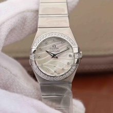 欧米茄星座系列27毫米石英腕表 女士腕表，石英机芯，精钢表带，密底