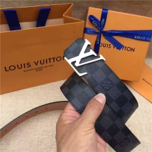 LV 路易威登 皮带 海外原单品质 专柜新包装 进口皮 手工缝线 棋盘格黑色银扣