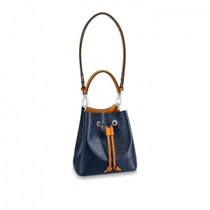 高仿LV迷你水桶包原版LV女士水波纹手袋2019新款水波纹斜跨女包蓝色配橙M53610