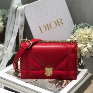 原单Dior Diorama链条小包仿迪奥单肩女包新款小羊皮单肩斜挎链条包法国红