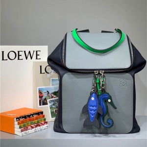 原单Loewe/罗意威双肩包2019新款灰蓝拼 Goya系列双肩书包双肩背包