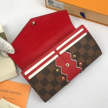 ZP复刻专柜新品信封式钱夹丝印红色花纹全钢镂纹圆钉N60151 啡格