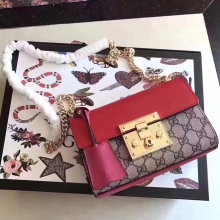 2016古琦专柜最新 时尚锁扣 最优Gucci Padlock迷你包409486大红