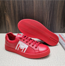 原单PRADA普拉达P家2020春夏新款男士红色平板鞋