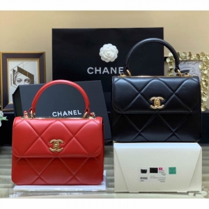 原单Chanel/香奈儿女包trendy大格纹手提包 92236红色黑色