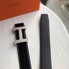 原单Hermes爱马仕3.8cm精钢H镶嵌钻扣搭配进口双面牛皮腰带