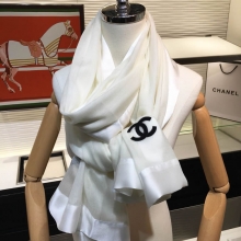 CHANEL丝巾香奈儿双C镶边顶级澳洲进口纯羊绒围巾
