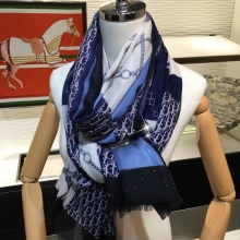 高仿Dior围巾迪奥亮片链条拼接100%顶级纯羊绒围巾