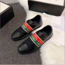 Gucci古驰 高端品质男女同款芯片版黑色平板鞋