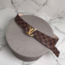 路易威登 Louis Vuitton 原单品质 男士腰带 咖啡格子金扣 40MM 字母挂扣