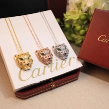 Cartier卡地亚奢华豹头镂空满钻项链