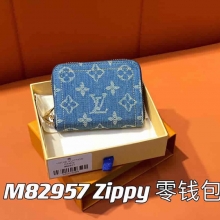 原单lv蓝色牛仔单拉链钱包系列Zippy零钱包 M82957