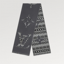 LV围巾MNG Two-Sided拼合大号Monogram图案和满溢冬日氛围的费尔岛图案 M77947围巾